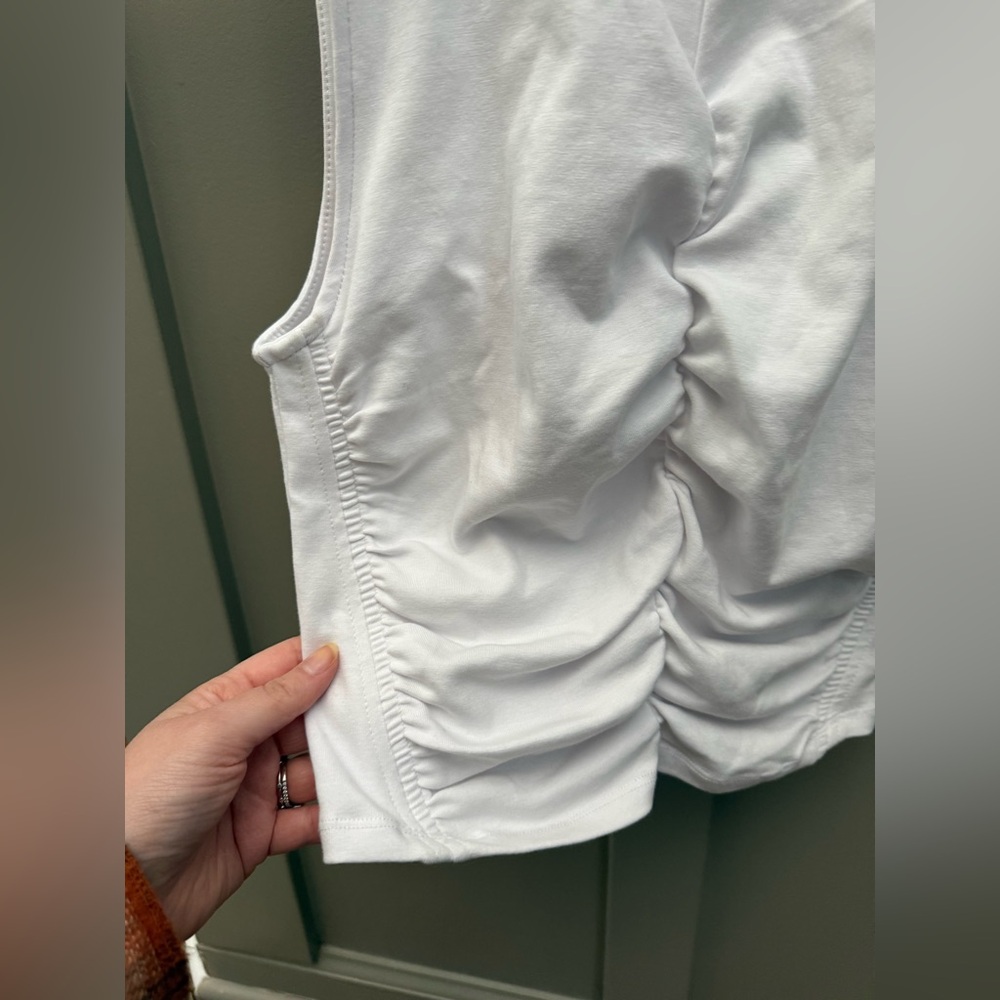 Zara White Sleeveless Ruched Top - Picture 4 of 7